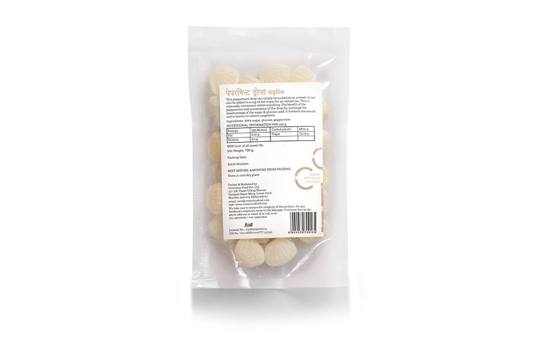 Conscious Food Peppermint Drops    Pack  100 grams